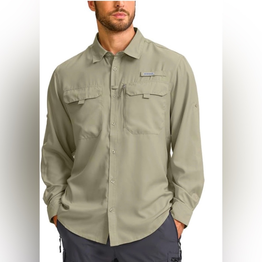 NWT Sun Protection Fishing Shirt w:Zipper Pockets Long Sleeve UPF 50+ UV, Sz S